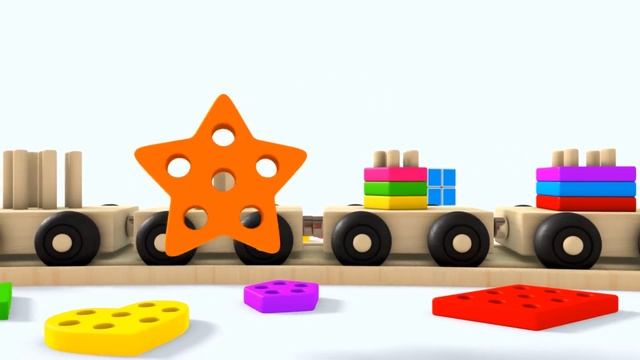 Фигурки с игрушечным деревянным грузовичком - Коллекция видео о цветах и формах для детей (Англ)