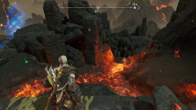 God of War: Ragnarök. Легендарный сундук: Муспельхейм. Показан путь к сундуку.