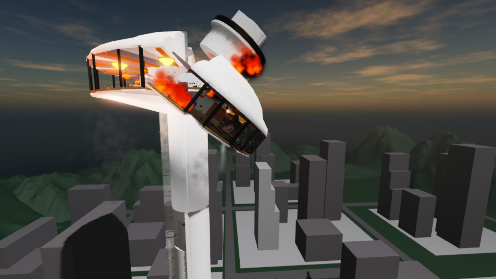 катастрофа на башне с видом на небо часть 2 в roblox