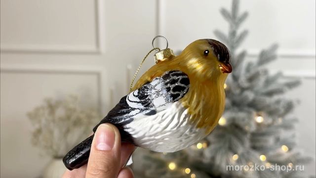 Ёлочная игрушка ЗИМУЮЩИЙ ЗЯБЛИК, стекло, 13 см, D3845