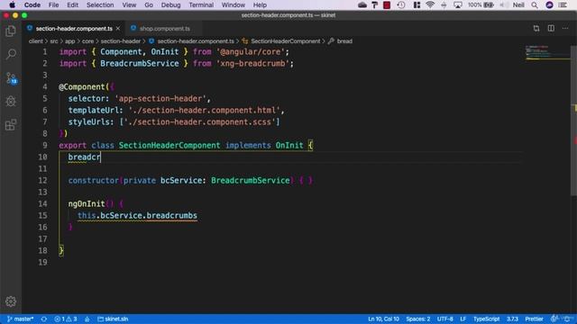 128 Setting the section header title from the breadcrumb service