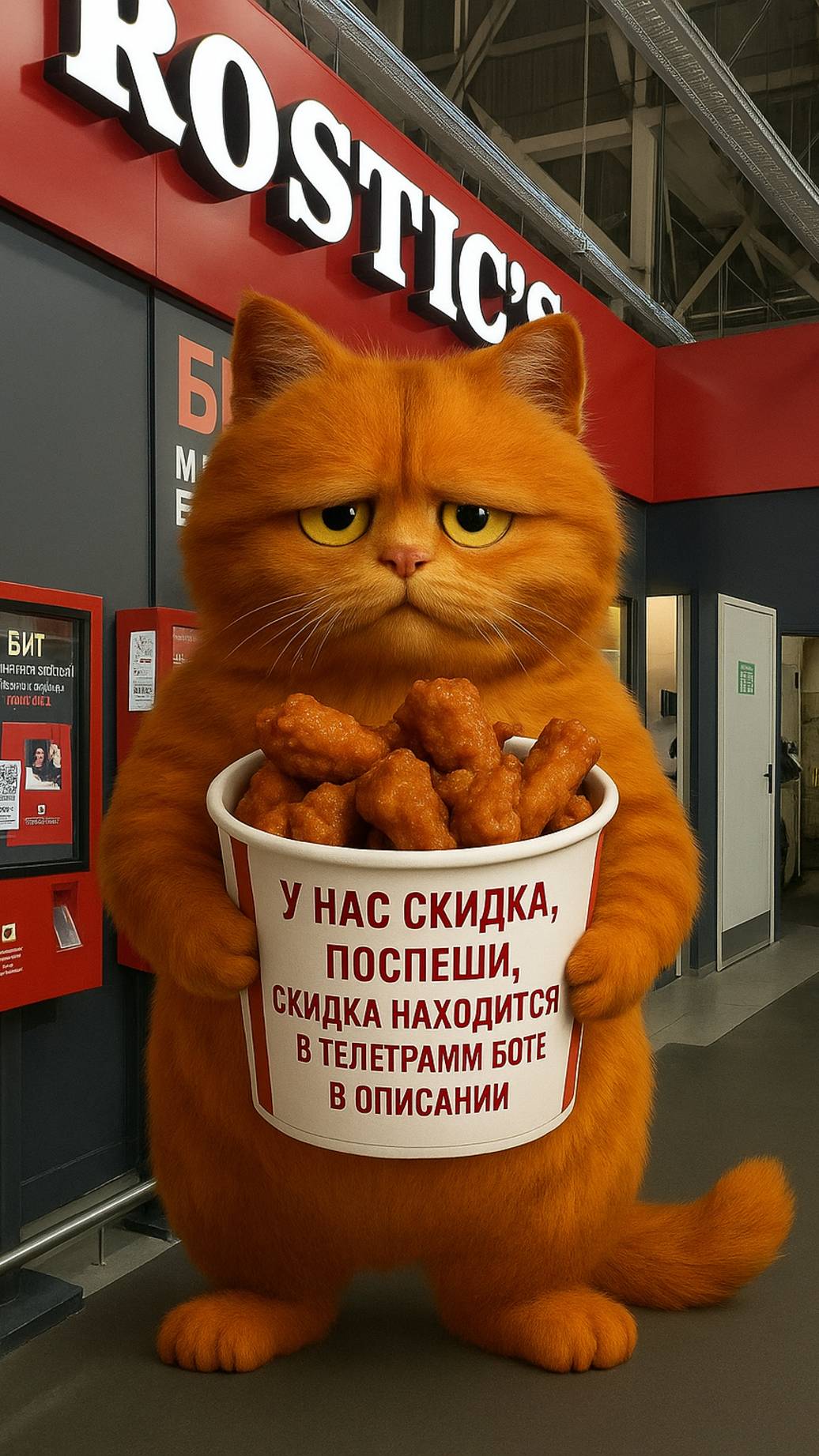 Рыжий зашел в покушать со скидкой #промокоды, #ии, #скидка, #стритфуд, #еда, #рыжийкот