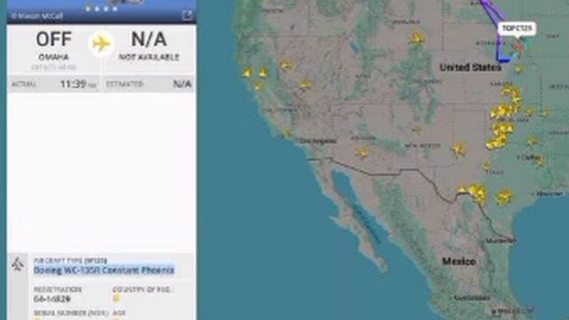 Над США начал кружить WC-135R «Constant Phoenix» — самолёт радиологического контроля, в режиме реаль