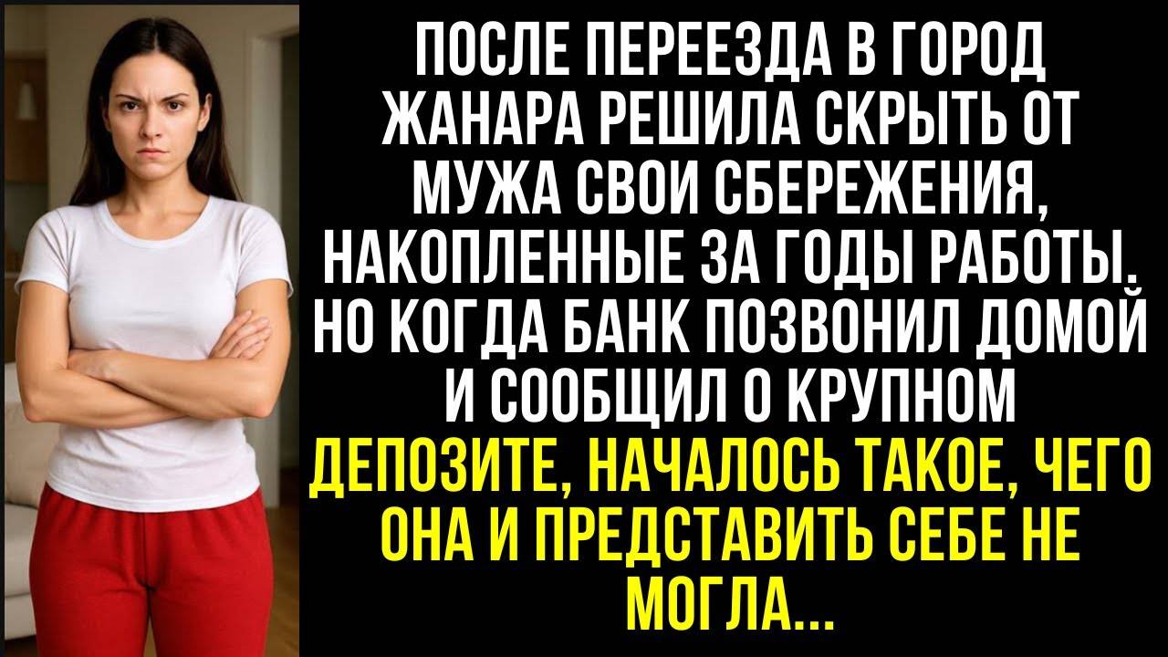 После переезда в город Жанара решила скрыть от мужа свои сбережения. Но когда банк позвонил домой...