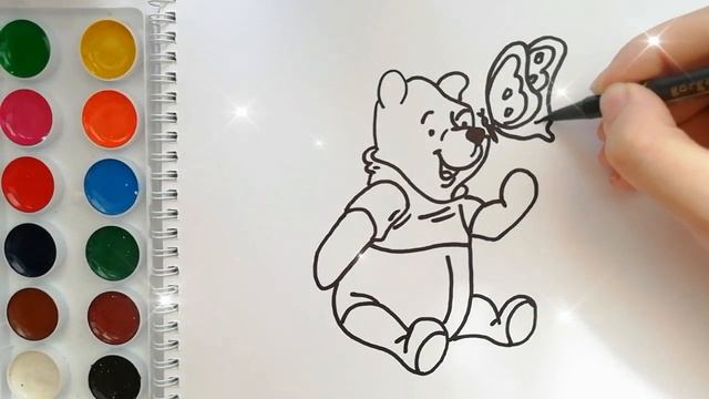 Раскраска для детей ВИННИ ПУХ. Мультик-раскраска. Учим цвета.