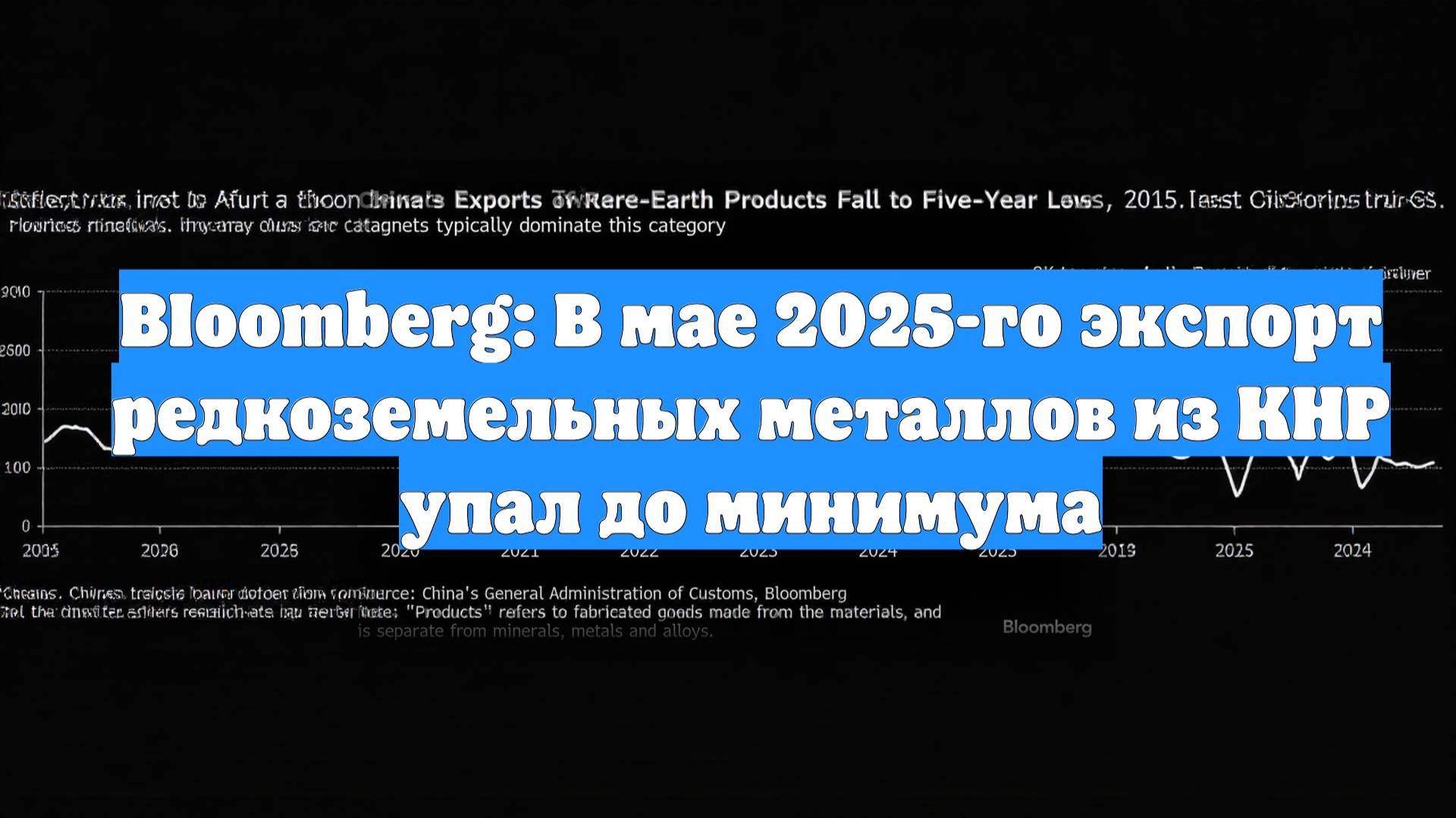 BIoomberg: В мае 2025-го экспорт редкоземельных металлов из КНР упал до минимума