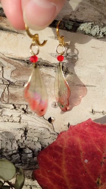 Red earrings. Butterfly wings #handmadethings #artandcraft #earringsdesign