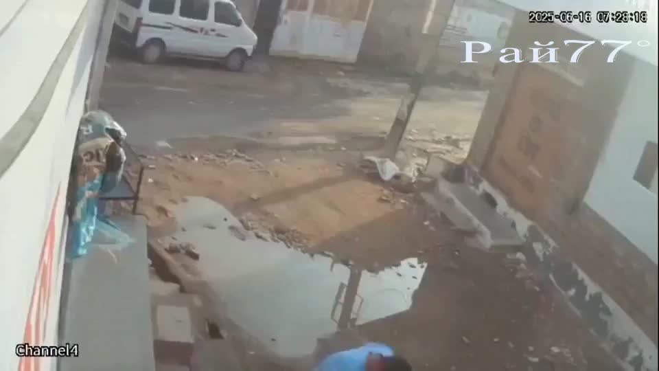 Дикая свинья напала на отца с дочерью, проезжающих на мотоцикле