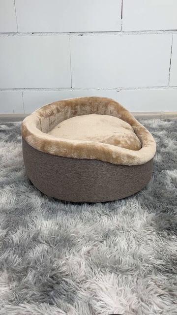 Лежанка ЛОФТ ЧИЛЛ рогожка мех БЕЖЕВЫЙ Rich Breed