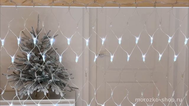 Светодиодная гирлянда Сетка 2*1.5 м, 192 холодных белых LED ламп, прозрачный ПВХ, RL-N2*1.5-CT/W