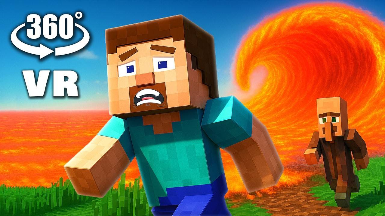 VR 360 Minecraft  Лава Цунами