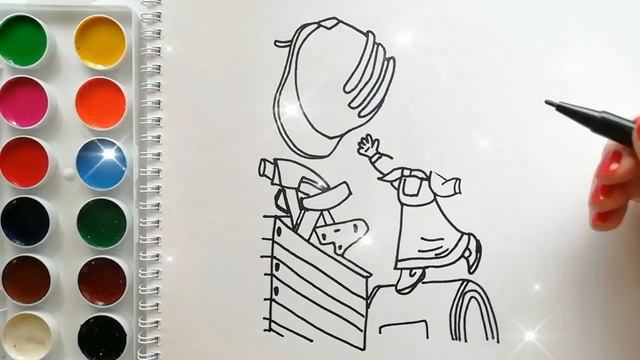 Раскраска для детей МАША И МЕДВЕДЬ. Мультик-раскраска. Учим цвета.