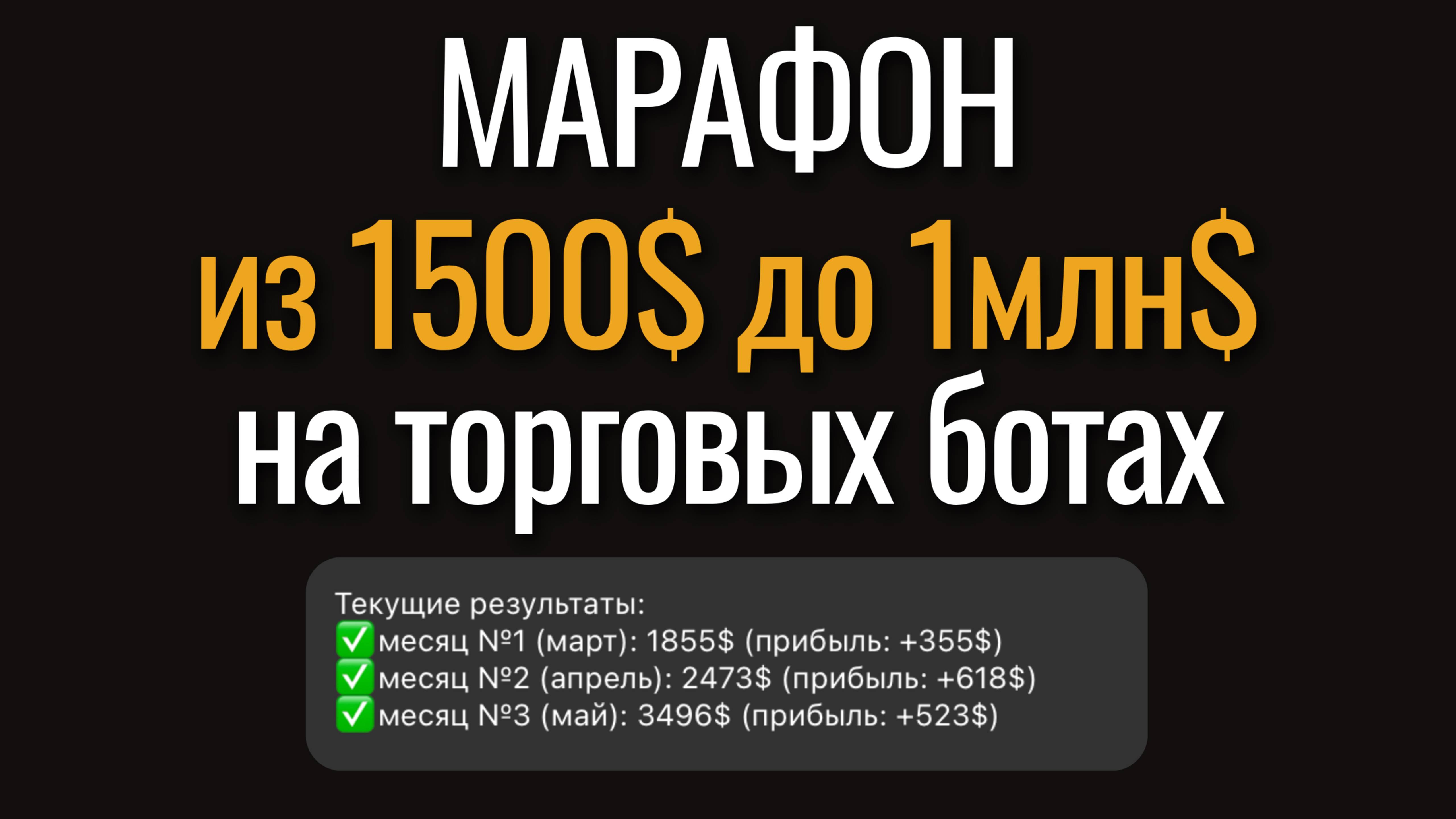 Марафон из 1500$ до 1млн$ за 3 года на торговых крипто ботах Bybit на платформе Veles