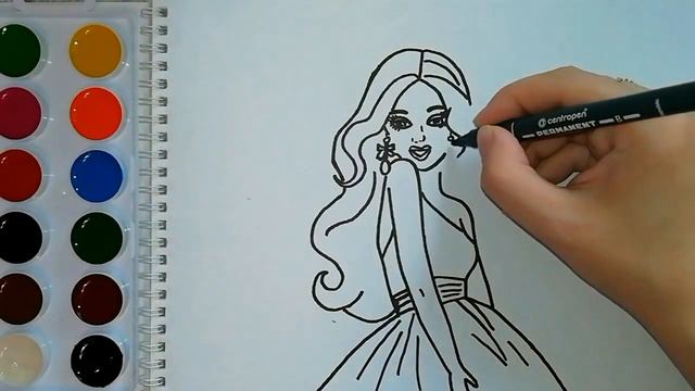 Раскраска для детей. БАРБИ. BARBIE. Мультик-раскраска. Учим цвета.