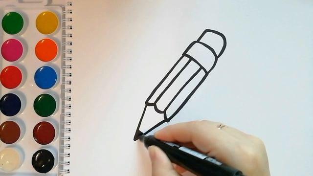 Раскраска для детей КАРАНДАШ /Мультик - раскраска / Учим цвета
