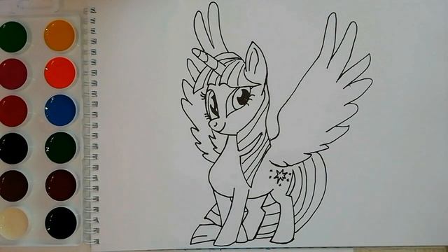 Мой маленький пони. My Little Pony. Сумеречная Искорка. Раскраска для детей. Учим цвета.