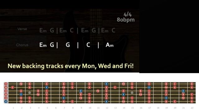 Flowing Melodic Rock Backing Track in Em