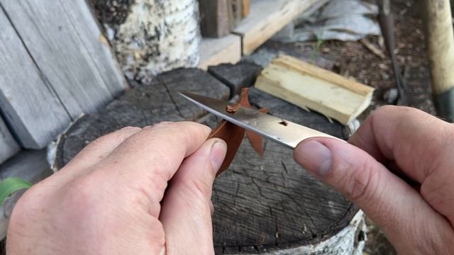 Oblynka Knife, кожа и дерево.