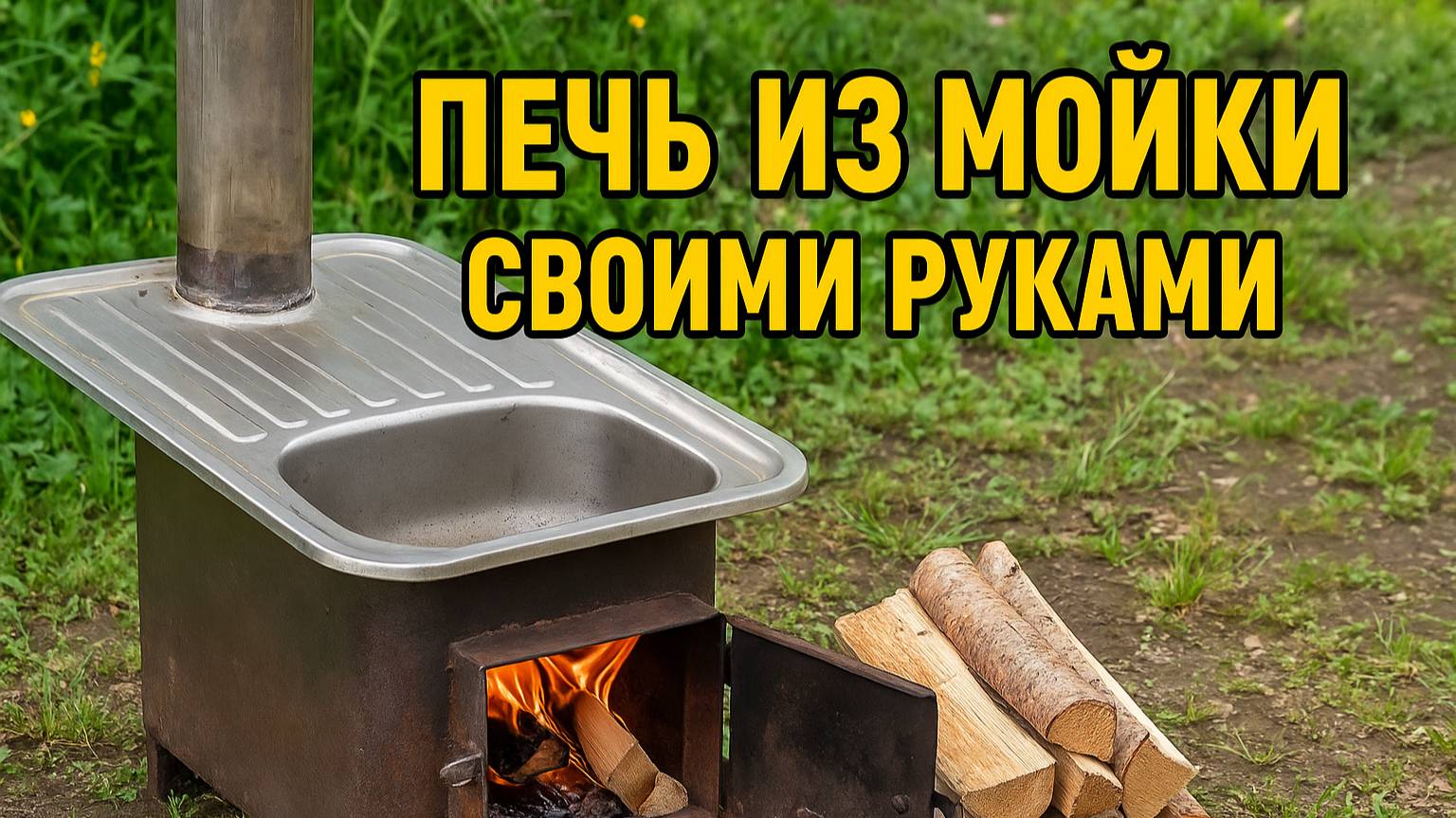 МНОГОФУНКЦИОНАЛЬНАЯ ДРОВЯНАЯ ПЕЧЬ ИЗ СТАРОЙ КУХОННОЙ МОЙКИ