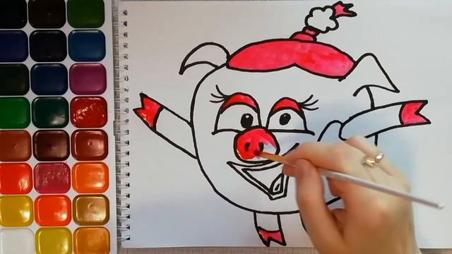 Раскраска для детей. Смешарики. Нюша. Нарисуй сам. Учим цвета.
