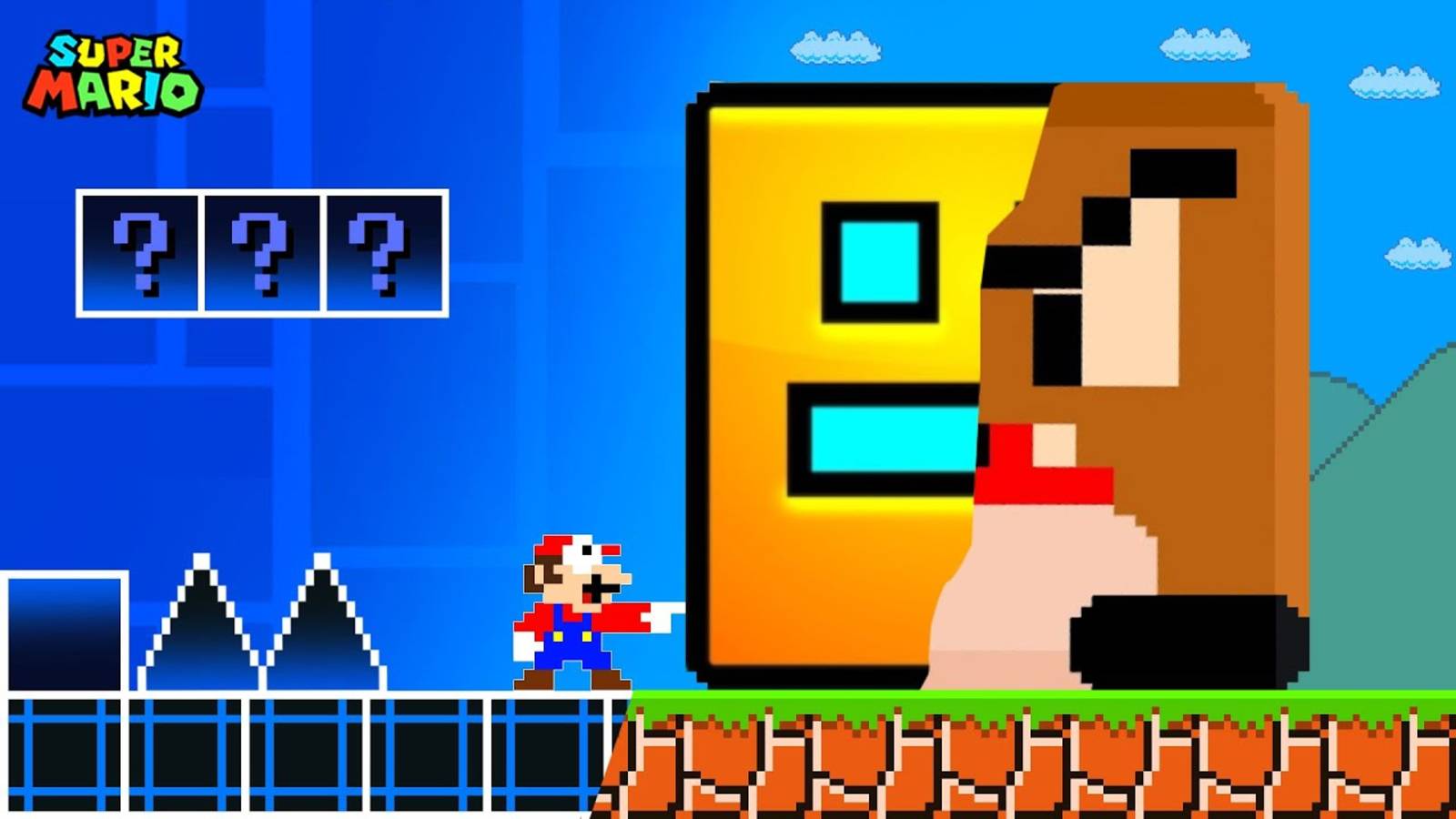 Все к чему прикасается Марио, превращается В Geometry Dash