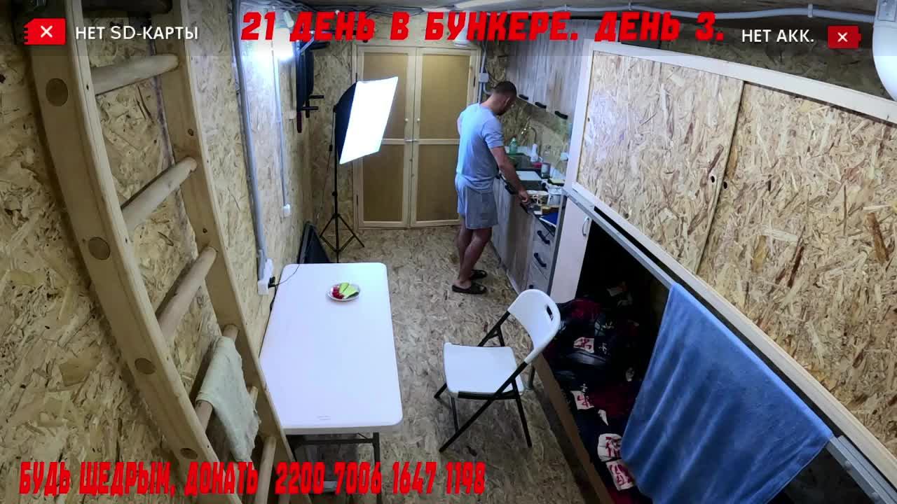 Главная камера. Онлайн трансляция по изоляции человека в подземном бункере.