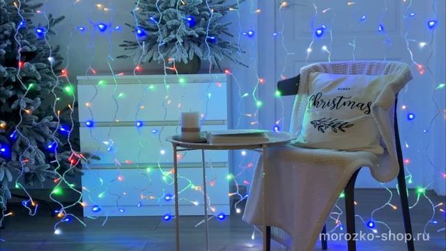 Светодиодный занавес Quality Light 2*2 м, 400 разноцветных LED ламп, белое мерцание, PCL402BLW-10-2M