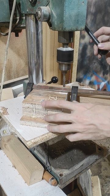сверление детали c помощью кондуктора, столярная работа woodworking