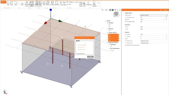 (IDEA StatiCa Concrete) Structural design of eccentrically loaded anchoring