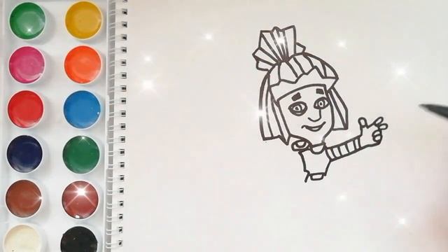 Раскраска для детей ФИКСИКИ. СИМКА. Мультик-раскраска. Учим цвета.