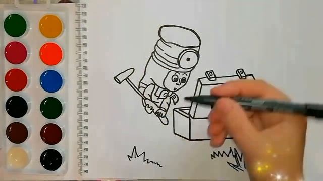 МАША И МЕДВЕДЬ раскраска. Мультик-раскраска. Учим цвета.