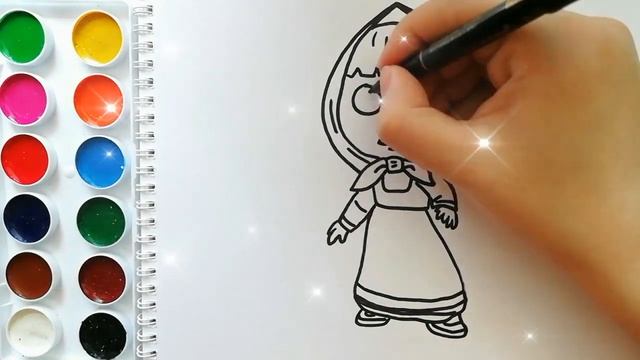 МАША И МЕДВЕДЬ раскраска. Мультик-раскраска. Учим цвета.