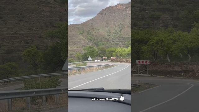 Затяжной спуск с высокогорного поселения Гоор. Дороги Дагестана. Майское путешествие в Дагестан.
