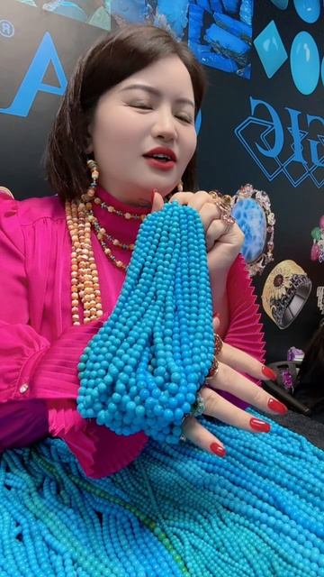 250617-3 Sleeping Beauty Turquoise Bead Strand: Dive into a Deep-Sea Dream Once Worn