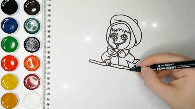 Раскраска для детей МАША И МЕДВЕДЬ. МАША. Мультик-раскраска. Учим цвета.