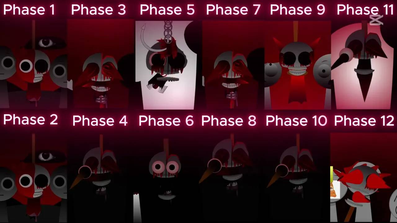 Сравнение Sprunki ALL PHASE 1 - 12 😱💖😨