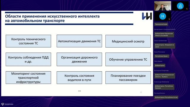 Технологии искусственного интеллекта в дорожно-транспортном комплексе