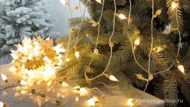Светодиодная гирлянда РЕЗНЫЕ ОГОНЬКИ, ПВХ, 240 тёплых белых LED-огней, 24 м, контроллер, 493282