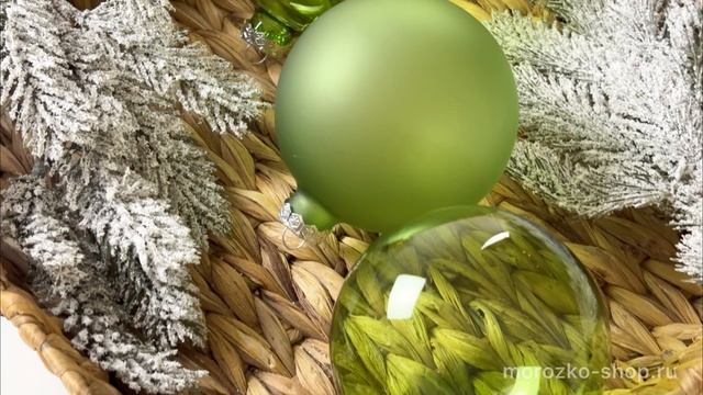 Набор ёлочных шаров ОРИОН, стекло, зелёный чай, 10 см, 3 шт., 142023