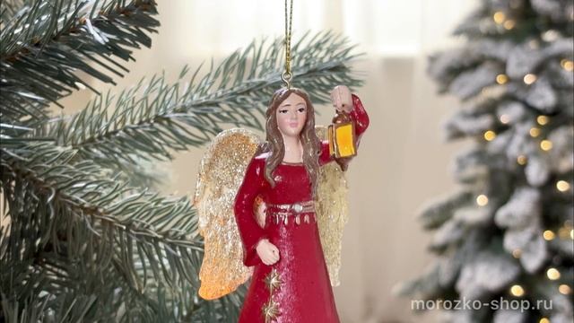 Ёлочная игрушка АНГЕЛ АЛЬДОНА - ХРАНИТЕЛЬНИЦА СВЕТА, полистоун, 12 см, E0828-1