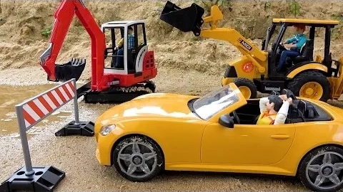 Строительная машина toy rescue jcb экскаватор, трактор и полицейская машина