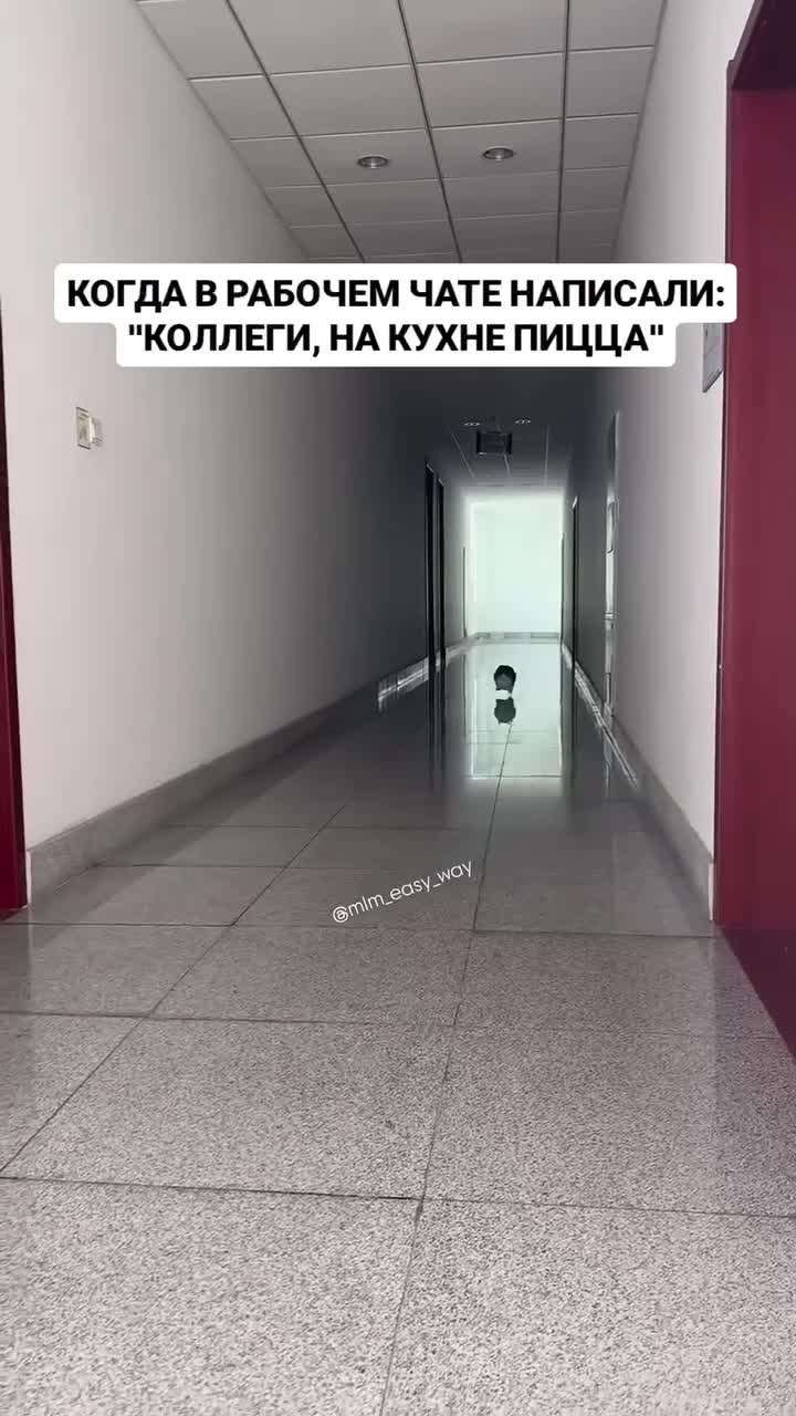 Кот быстро бежит по пустому коридору 🐈⬛