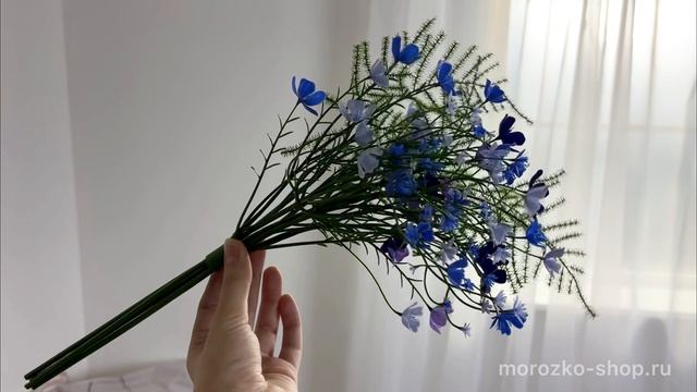 Искусственный букет ДЫХАНИЕ ЛЕТА, голубые, белые и сиреневые цветы, 43 см, 5010031