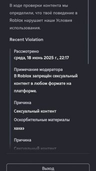 меня заблокировали причина в описани