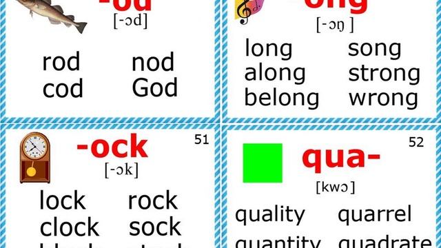 Letter О reading 49-52    -od,  -ong, -ock,   qua-
