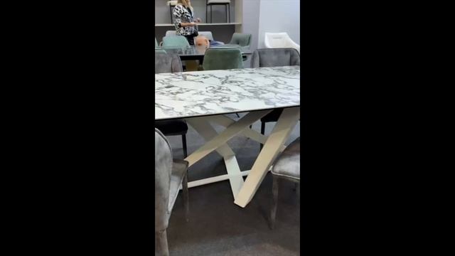 Стол обеденный Q-Home Vicenza, 220 см, фиксированный, белый мрамор матовая керамика