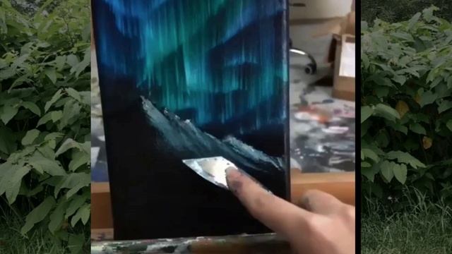 Рисуем красивый пейзаж акриловыми красками.