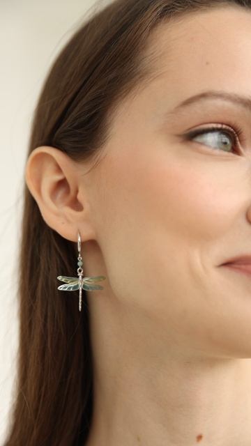 Серьги Стрекоза с горячей эмалью