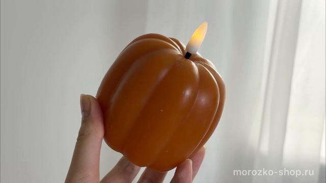Светодиодная восковая свеча ТЫКВА 'ЗЕНЗЕРО', шоколадная, мерцающий огонек, 487470