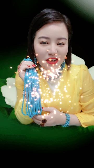 250618-11 Sleeping Beauty Turquoise Bead Strand: Flowing Liquid Blues Around the Neck